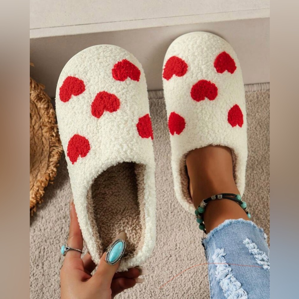 Valentines Red Heart Slippers